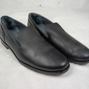 Tecovas Monterrey Bison Mens Black Leather Slip On Loafers Dress Shoes Low Heel